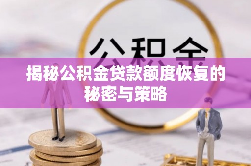卫滨揭秘公积金贷款额度恢复的秘密与策略
