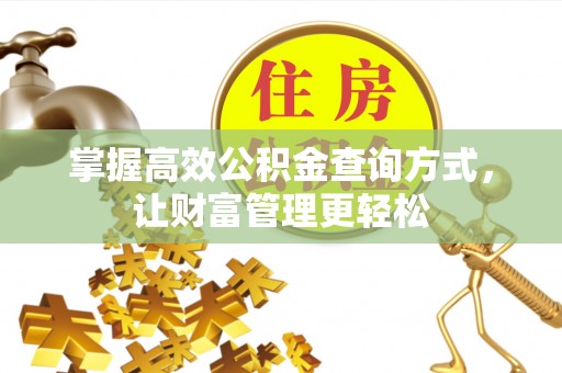 卫滨掌握高效公积金查询方式，让财富管理更轻松