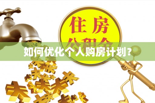 卫滨如何优化个人购房计划？