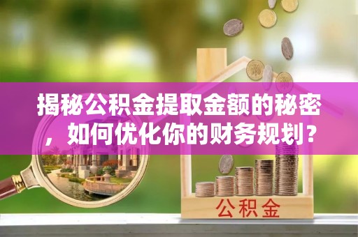 卫滨揭秘公积金提取金额的秘密，如何优化你的财务规划？