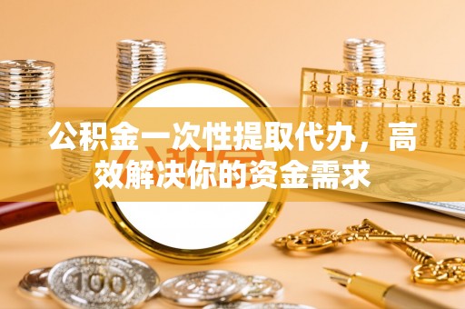 卫滨公积金一次性提取代办，高效解决你的资金需求